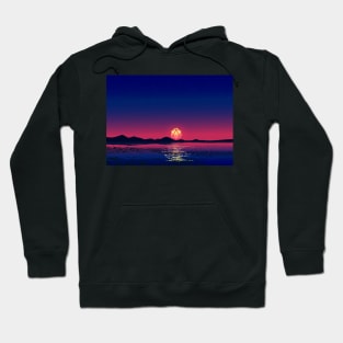 Blue Hour Sunset Ocean D20 Dice Moon Tabletop RPG Maps and Landscapes Hoodie